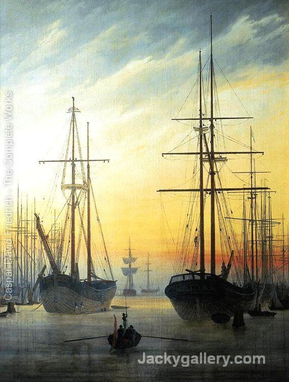 View of a Harbour -16 by Caspar David Friedrich paintings reproduction